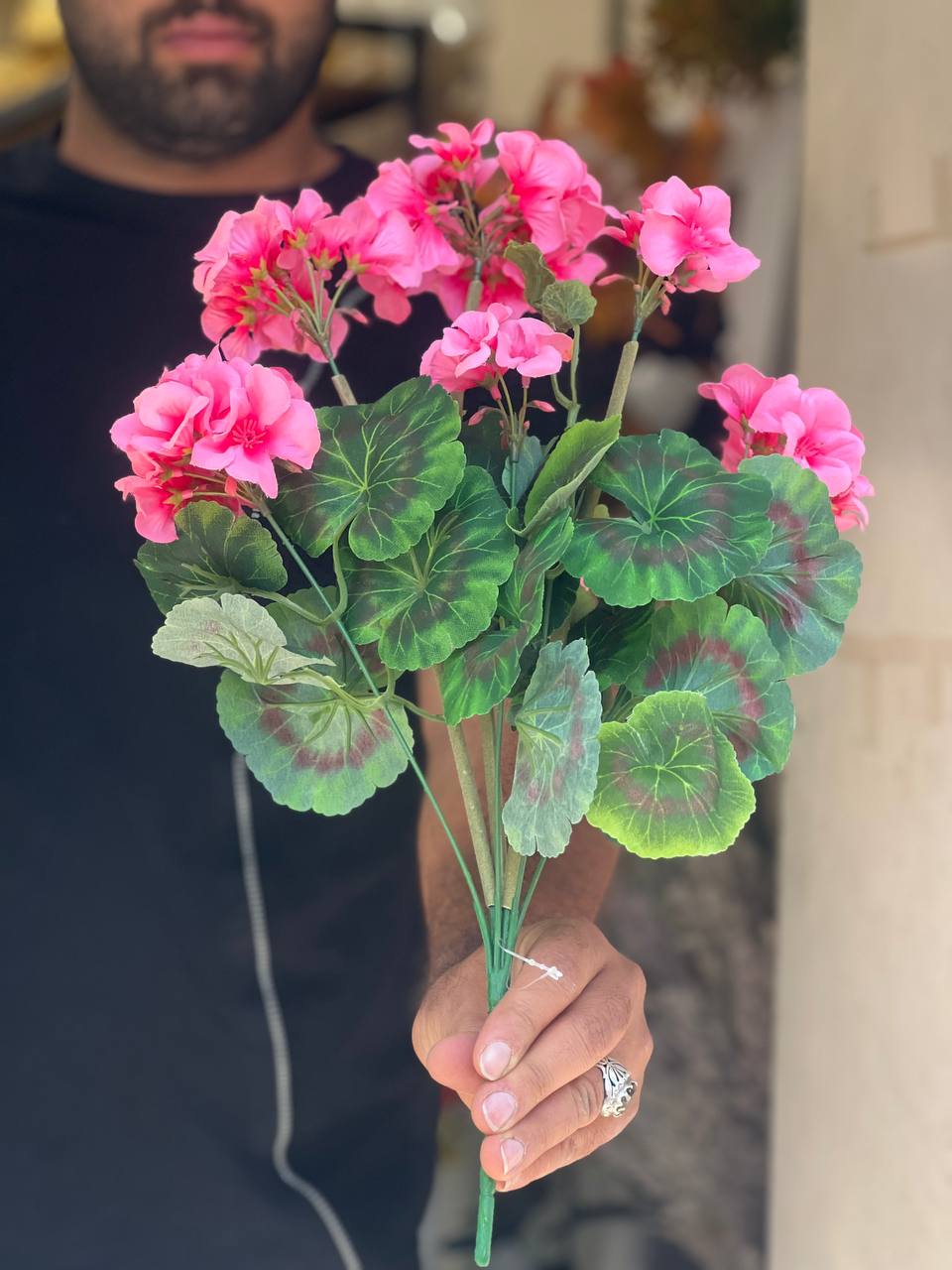 گل شمعدونی مصنوعی صورتی ۷گل(وارداتی)
