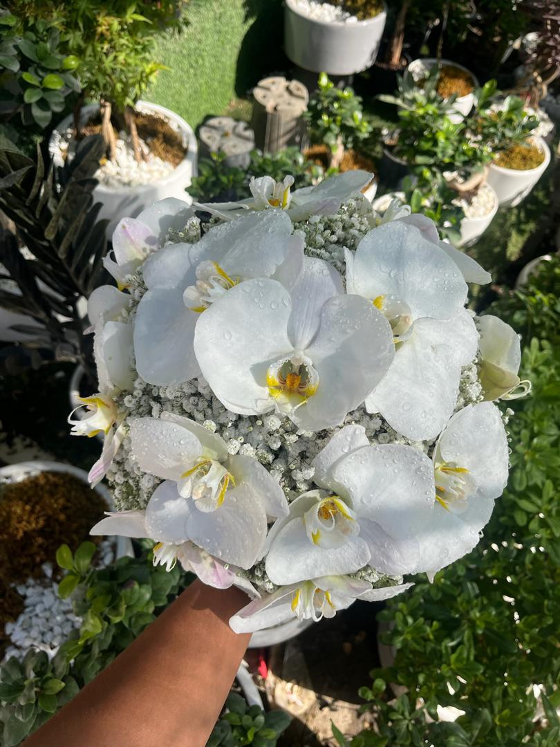 دسته گل عروس طبیعی مدل ارکیده کد2