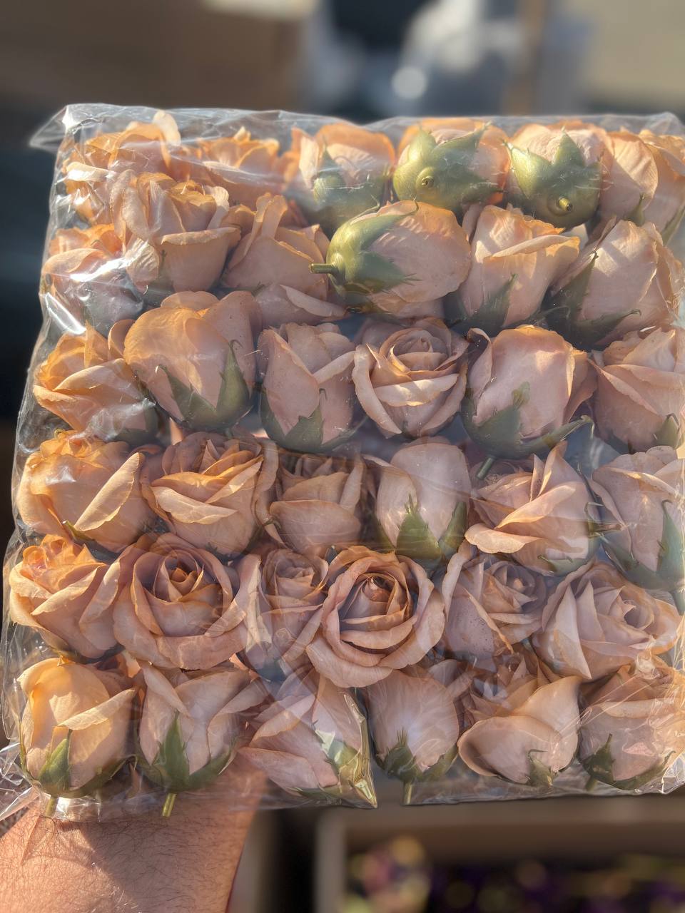 سرگل رز طرح صابونی رنگ پاییزه (قهوه ای روشن) 36عددی