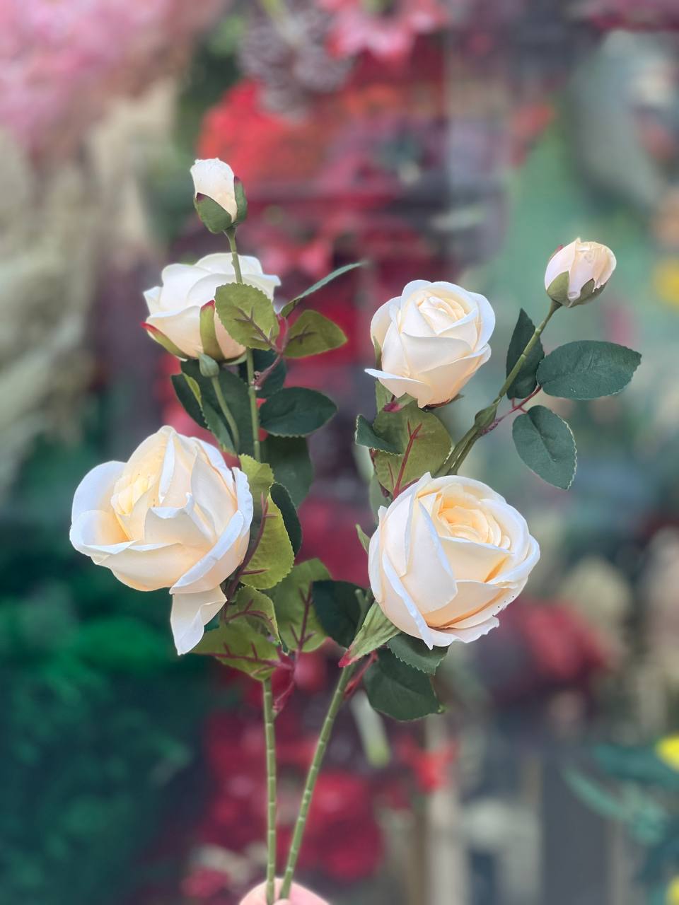 شاخه رز 2گل و یک غنچه وارداتی رنگ نباتی ارتفاع60سانتی