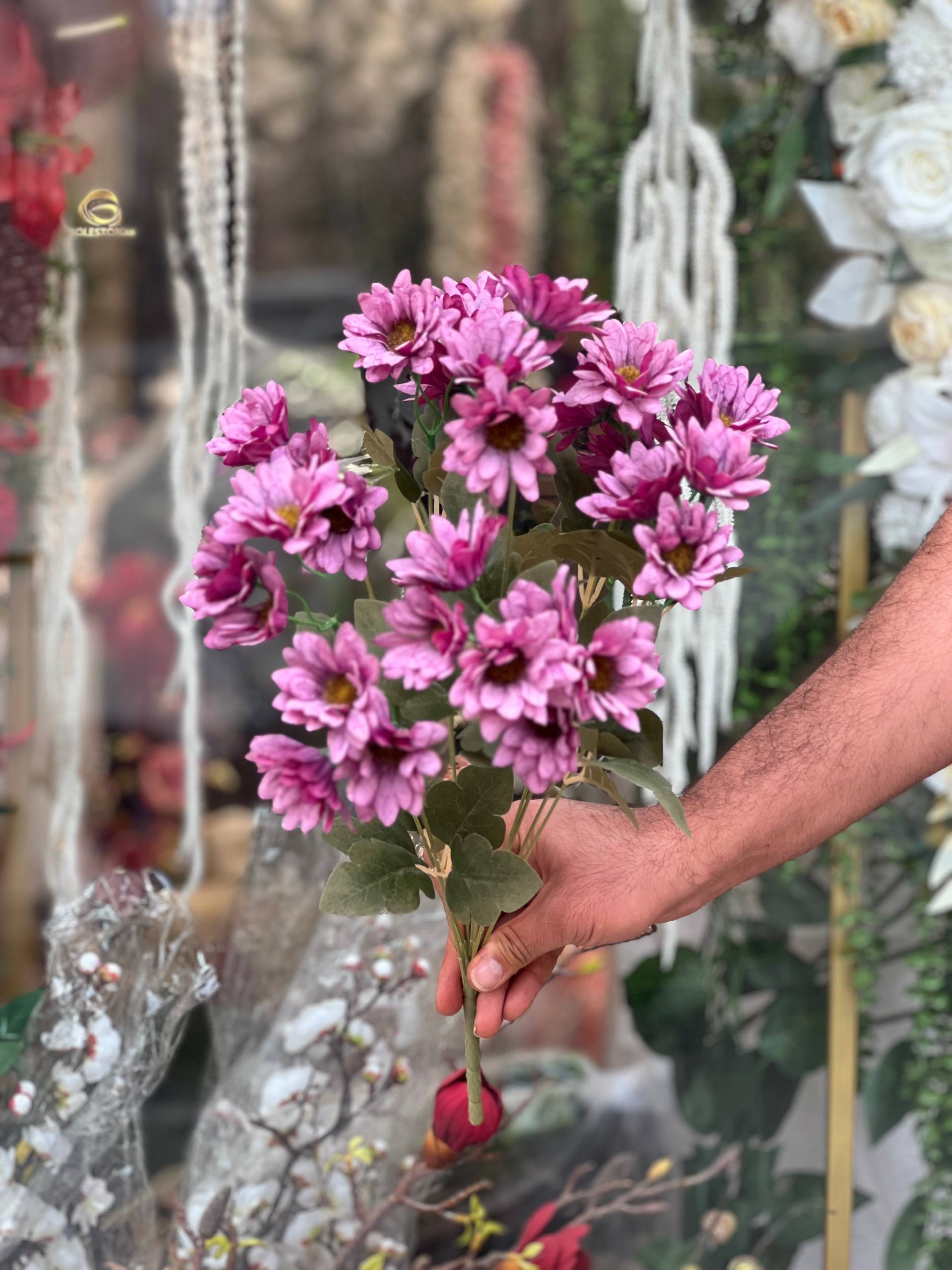 بوته مینا مصنوعی ۳۳گل وارداتی رنگ بنفش