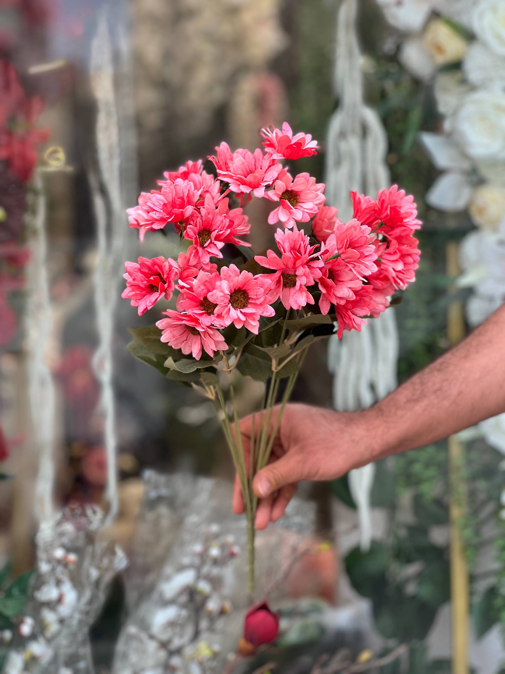 بوته مینا مصنوعی ۳۳گل وارداتی رنگ صورتی