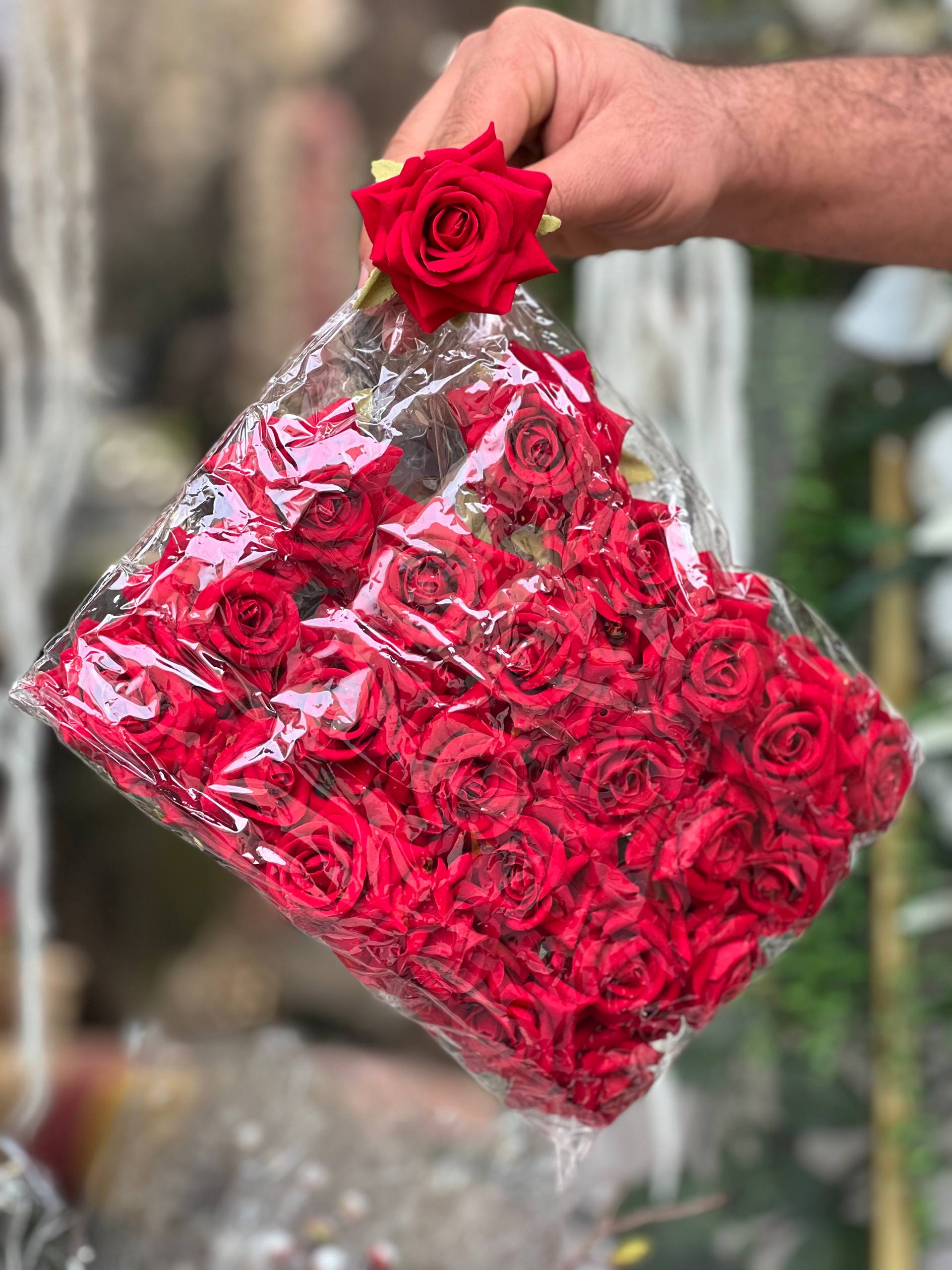 سرگل رز مخملی قرمز بسته۲۴عددی