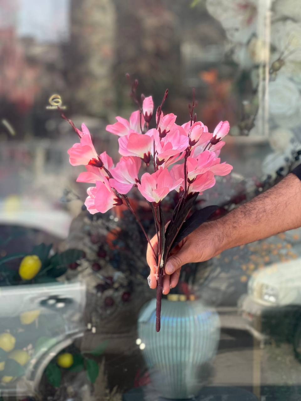 گل مصنوعی بوته آلستر صورتی ۲۰گل درجه ۱وارداتی