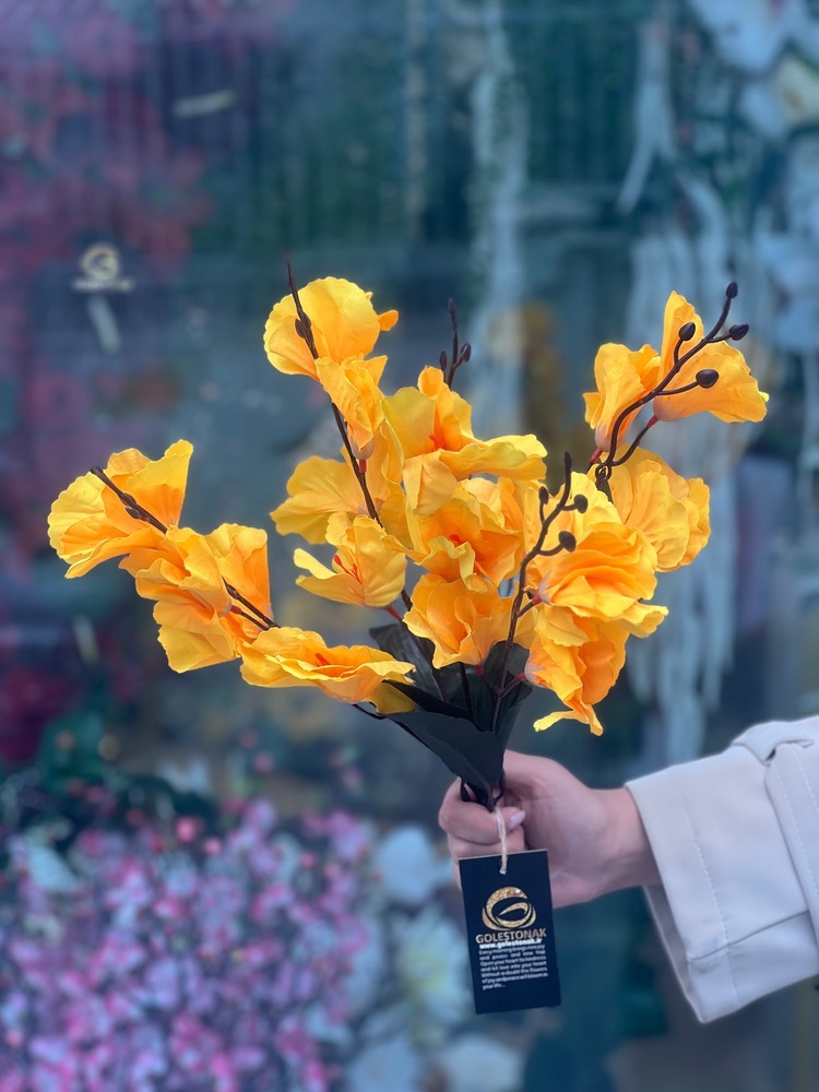گل مصنوعی بوته آلستر زرد ۲۰گل درجه ۱وارداتی