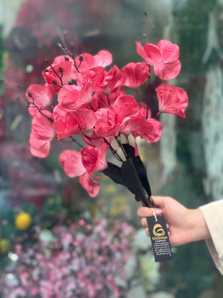 گل مصنوعی بوته آلستر زرشکی۲۰گل درجه ۱وارداتی