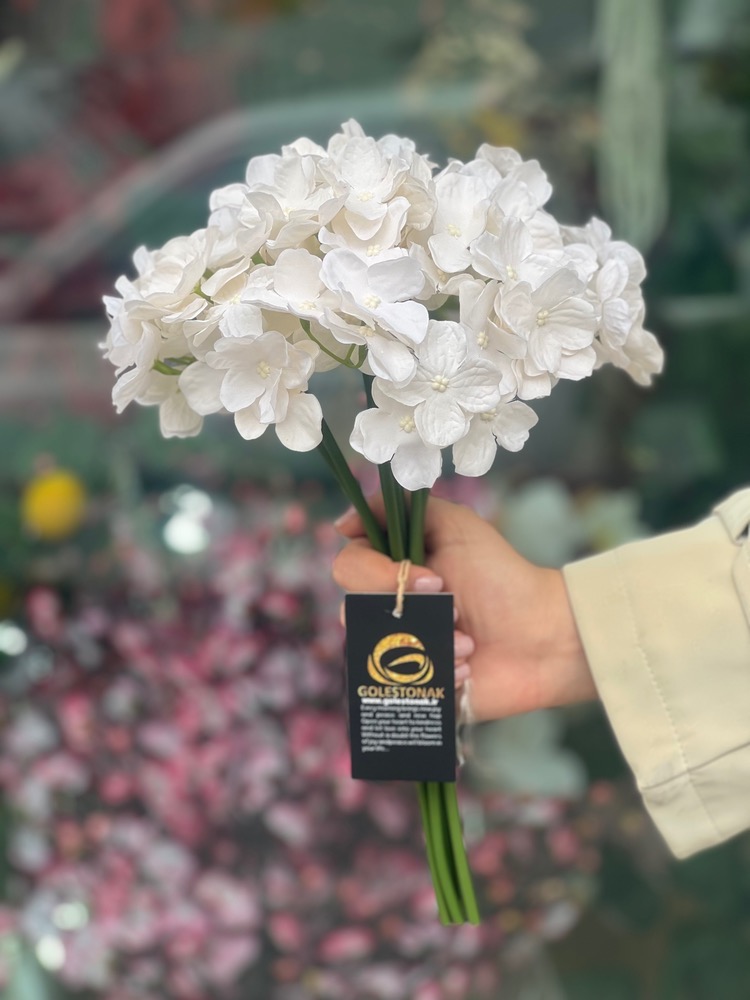 گل مصنوعی هورتانزیا سفید7شاخه