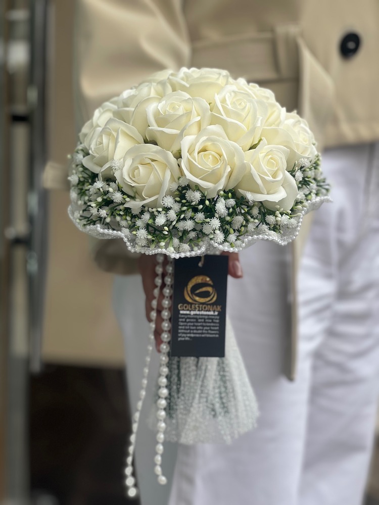 دسته گل عروس رز مصنوعی صابونی ۱۸شاخه نباتی