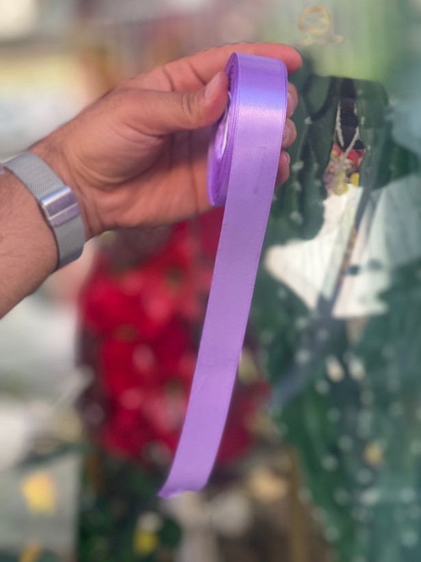 روبان عرض ۲/۵ سانت 25 متری رنگ بنفش کمرنگ