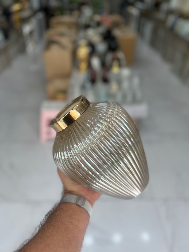 گلدان دکوری مدل ژیوار رنگ بژ (نسکافهی)