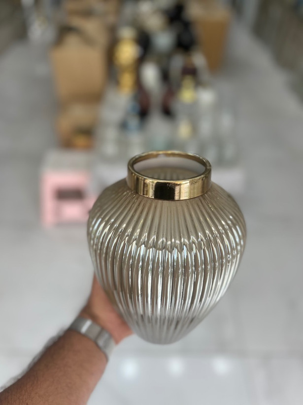 گلدان دکوری مدل ژیوار رنگ بژ (نسکافهی)