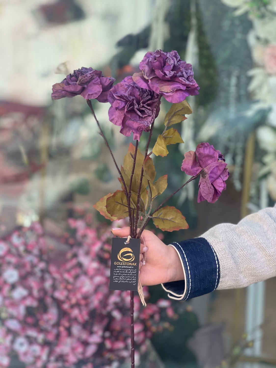گل مصنوعی آهار ۴گل وارداتی رنگ بنفش