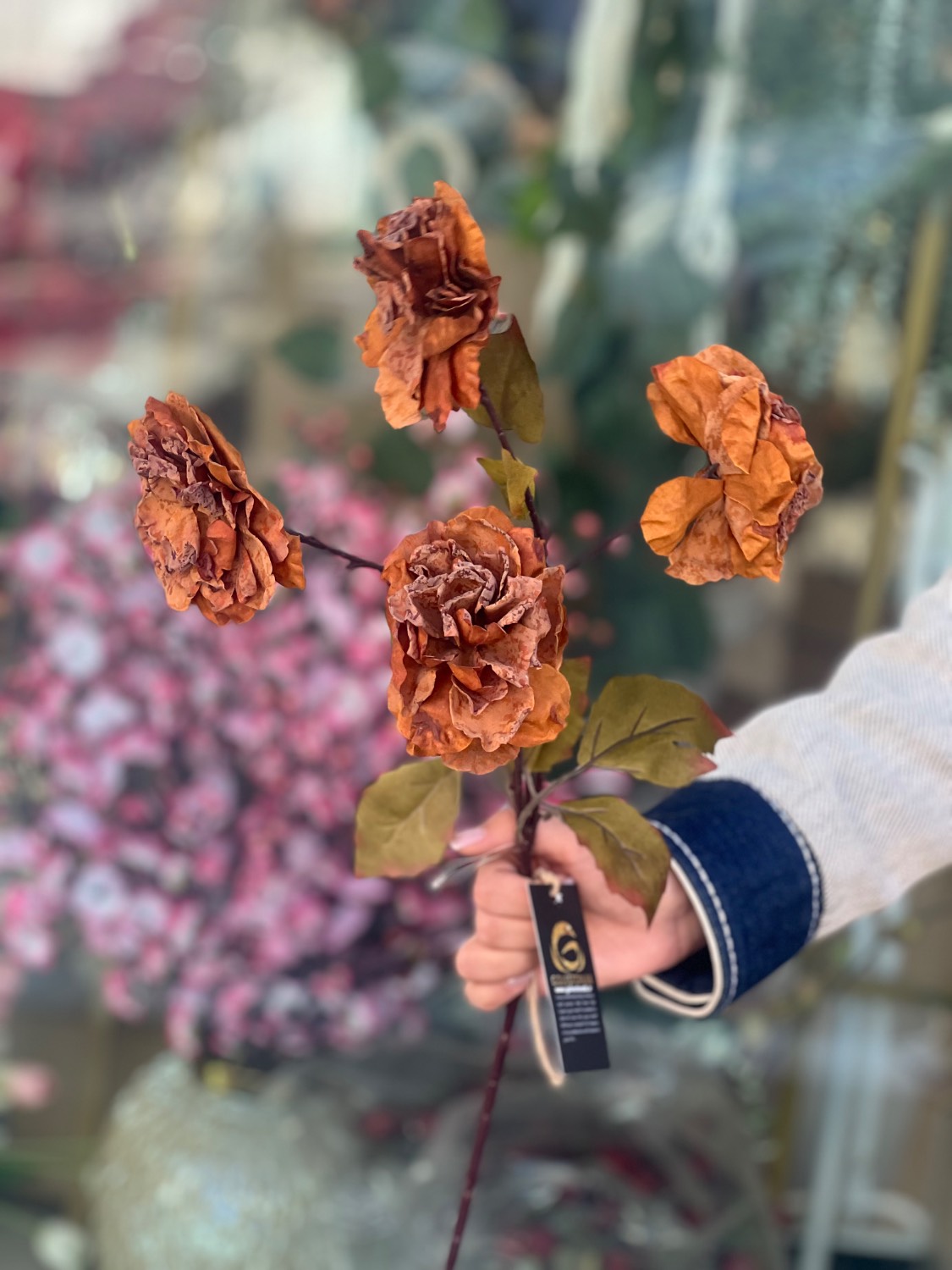 گل مصنوعی آهار ۴گل وارداتی رنگ آجری