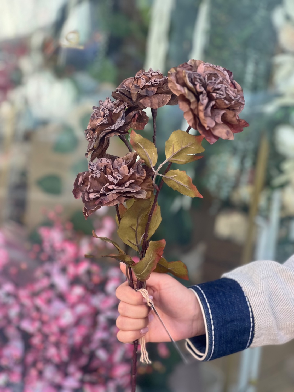 گل مصنوعی آهار ۴گل وارداتی رنگ تیره