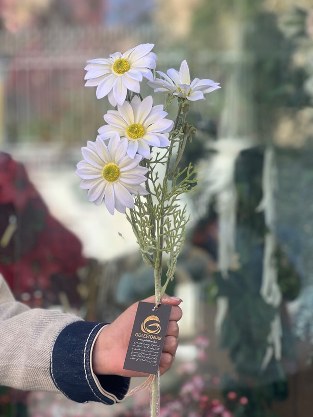 شاخه بابونه مصنوعی لمسی وارداتی