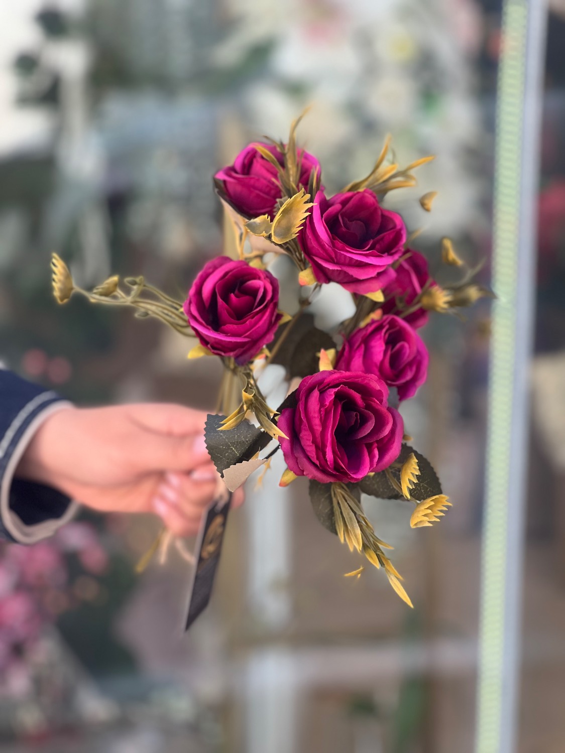 بوته مصنوعی رزمینیاتوری وارداتی سرخابی ۶گل