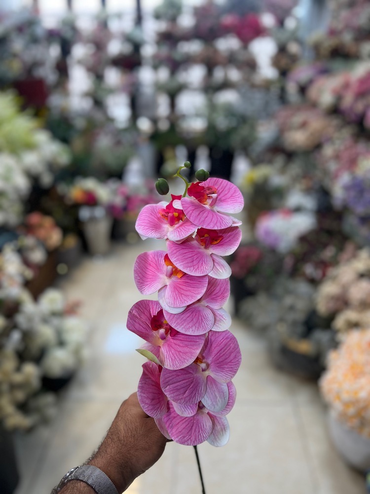 ارکیده مصنوعی ۹گل لمسی رنگ صورتی