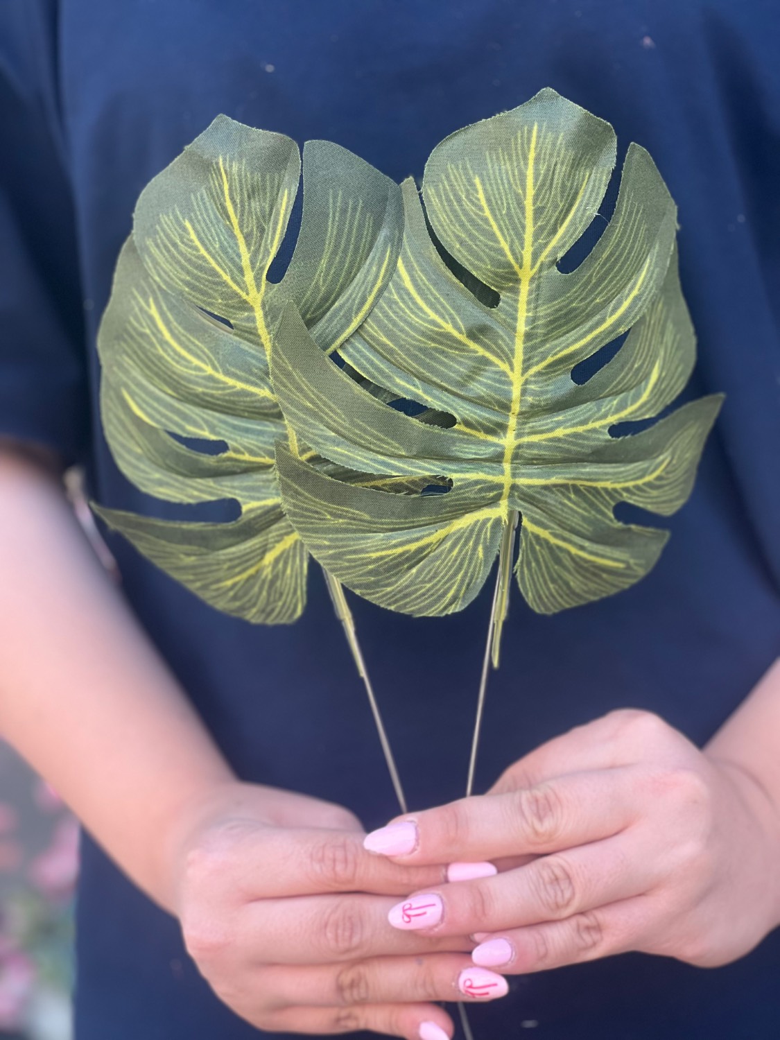 برگ تزیینی مدل برگ انجیری پارچهی مجموعه ۱۰عددی