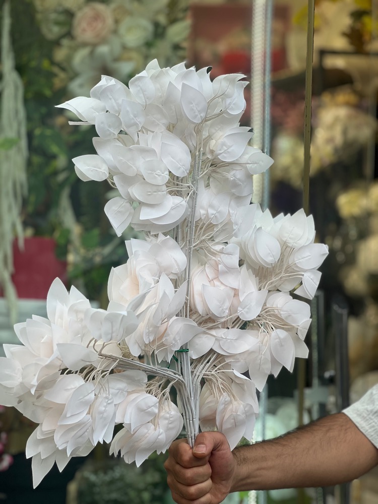 برگ بنجامین مصنوعی وارداتی رنگ سفید جین۱۲تایی
