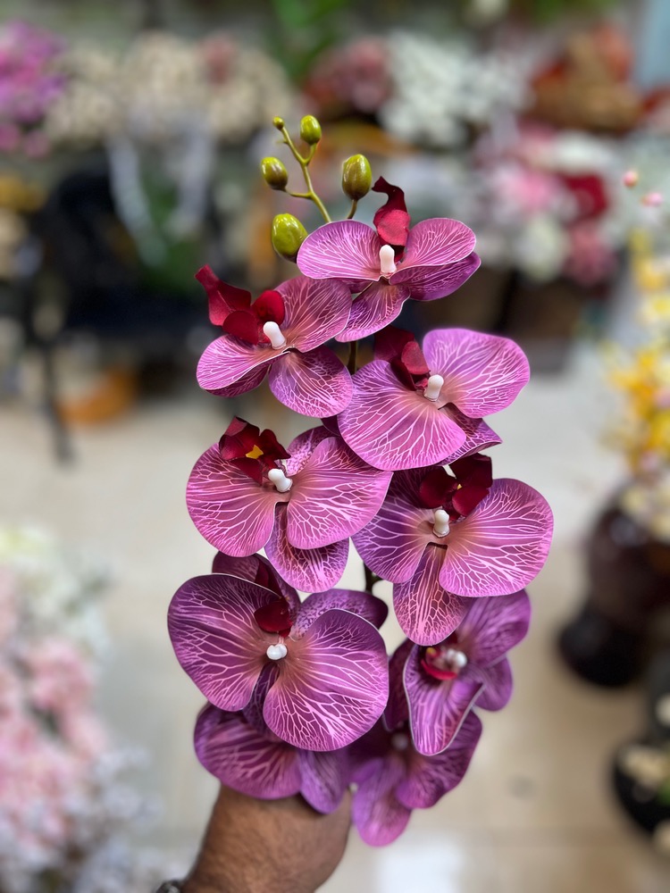 ارکیده مصنوعی ۹گل لمسی رنگ بنفش
