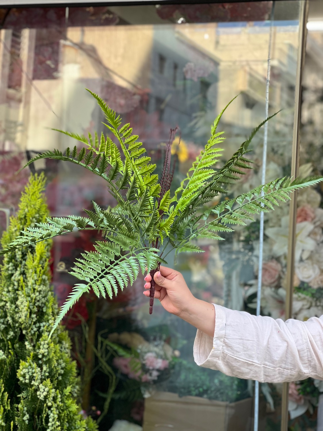 بوته سرخس مصنوعی دورنگ