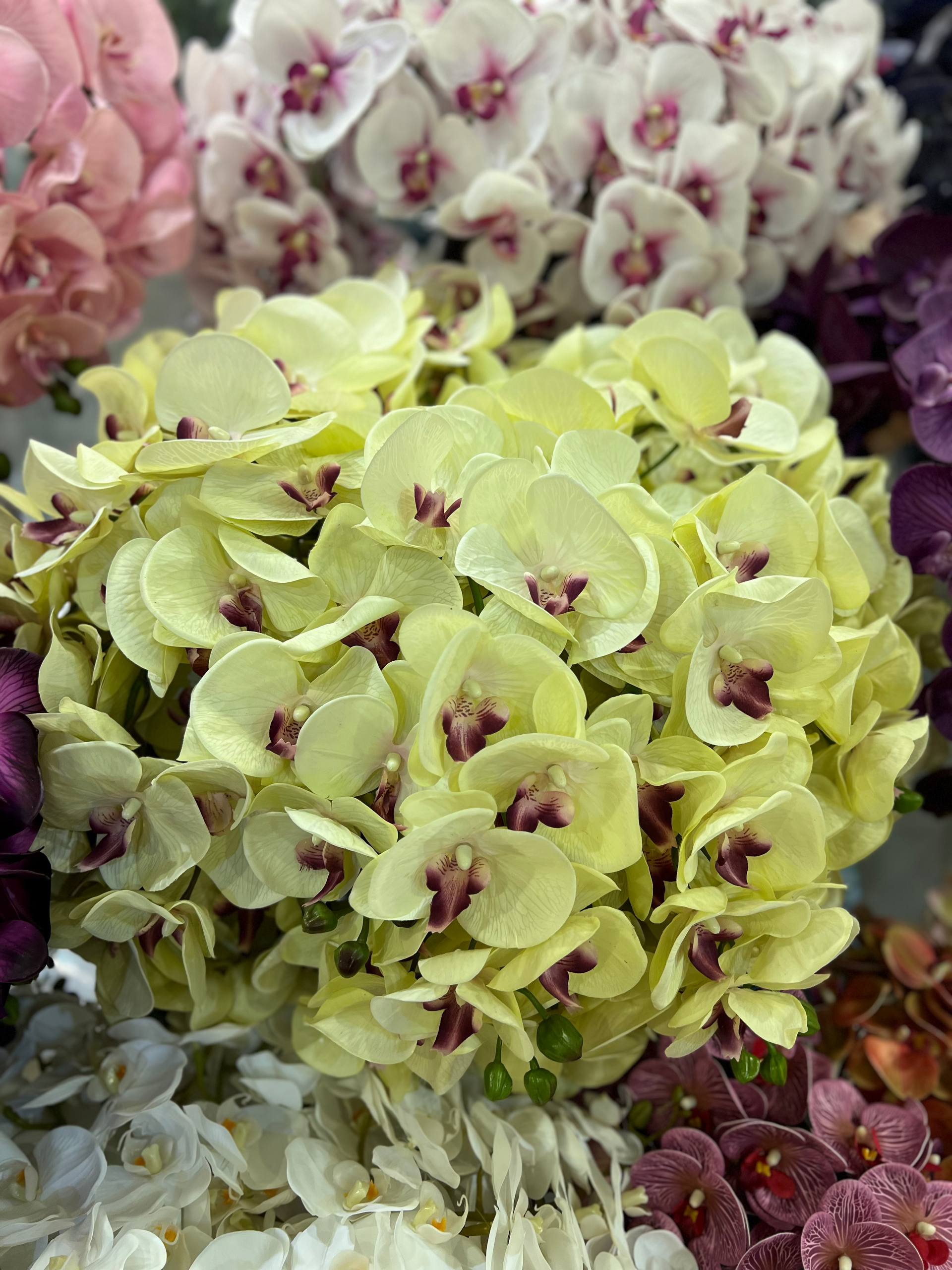 گل مصنوعی ارکیده چرمی وارداتی رنگ سبز کمرنگ