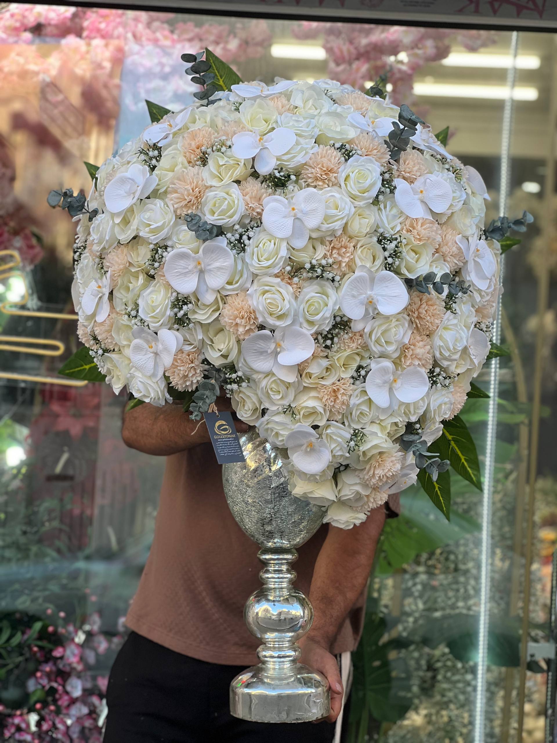 جام گل مصنوعی رز و ارکیده (مخصوص خواستگاری)