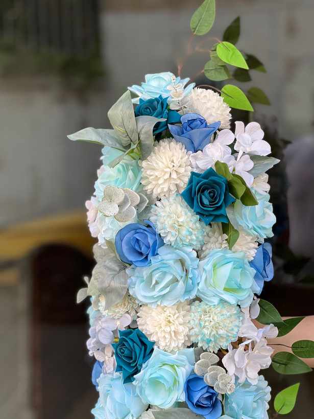 ریسه گل مصنوعی تم آبی با گلهای وارداتی درجه یک ۶۰سانتی