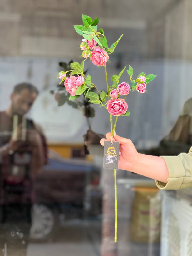 شاخه نسترن رونده مصنوعی وارداتی رنگ صورتی با کیفیت درجه۱ فوق طبیعی