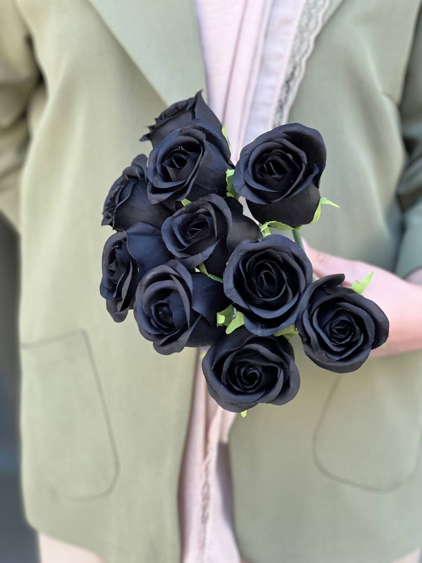 گل رز مصنوعی باکارا مشکی وارداتی 10شاخه