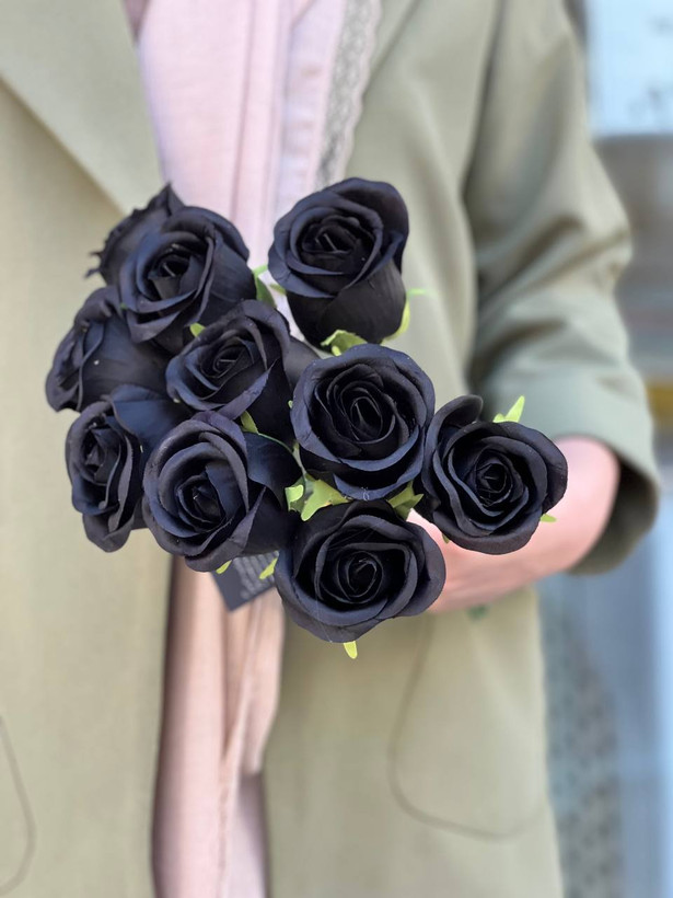 گل رز مصنوعی باکارا مشکی وارداتی 10شاخه