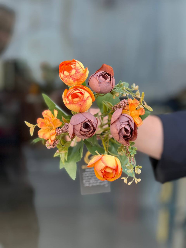 بوته پیونی وارداتی مدل سوخته نارنجی دورنگ