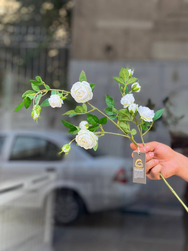 شاخه نسترن رونده مصنوعی وارداتی رنگ سفید با کیفیت درجه ۱فوقالعاده طبیعی