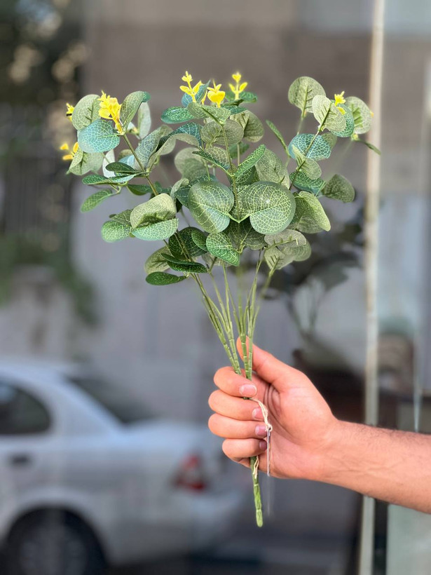 بوته اکالیپتوس مصنوعی ۱۲بازو وارداتی ۴۵سانتی سبز پررنگ