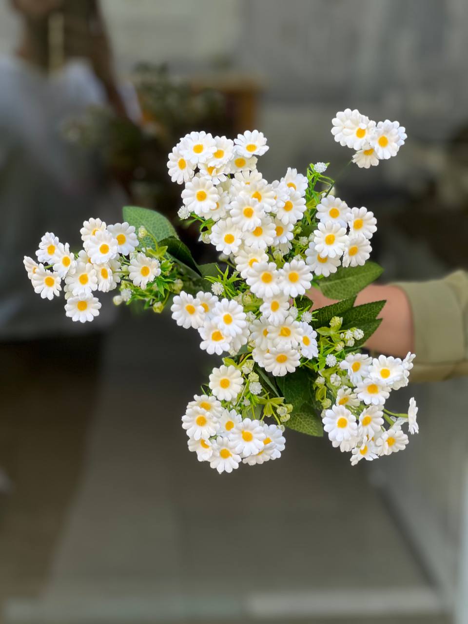 بوته بابونه وارداتی سایز بزرگ مصنوعی رنگ سفید ۱۸بازو