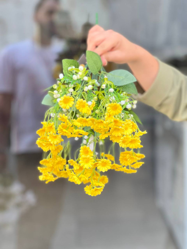 بوته بابونه وارداتی سایز بزرگ مصنوعی رنگ زرد ۱۸بازو