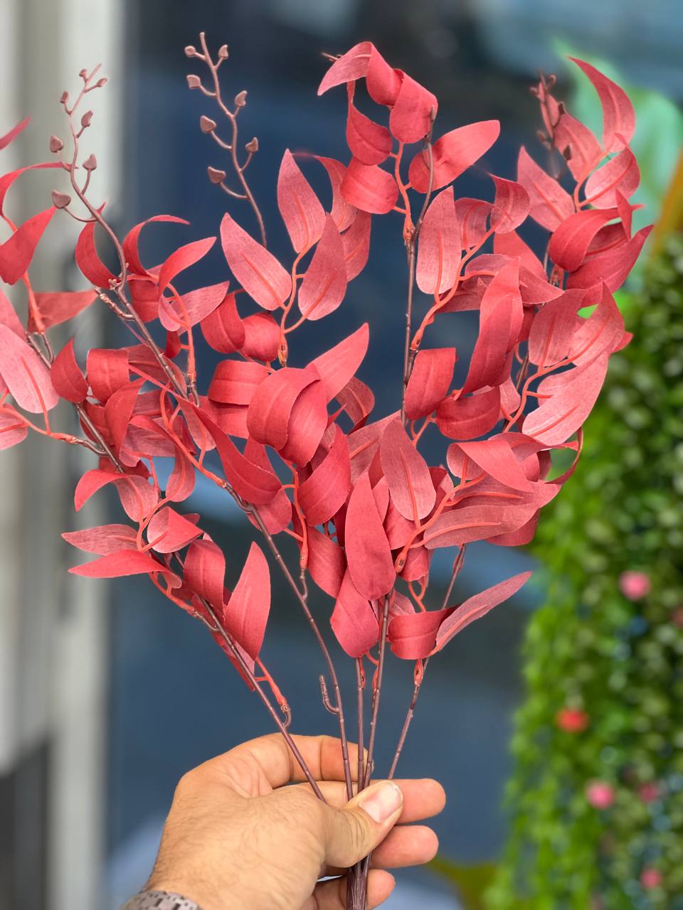 برگ بید مصنوعی رنگ زرشکی وارداتی