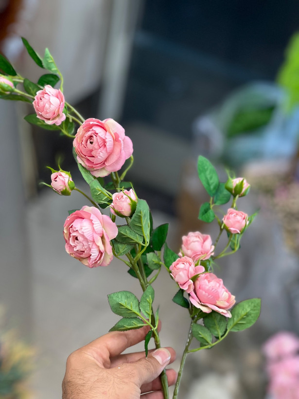 شاخه نسترن رونده مصنوعی وارداتی رنگ صورتی با کیفیت درجه۱ فوق طبیعی