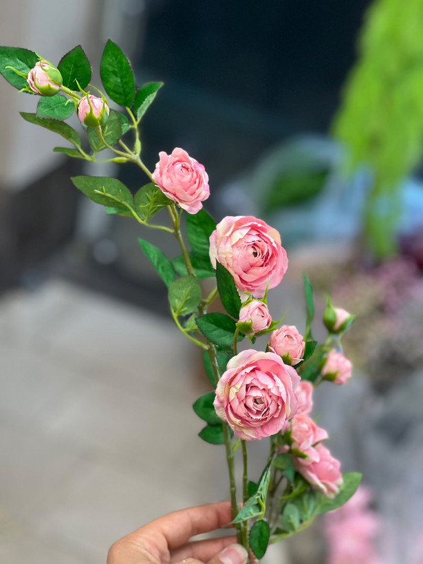 شاخه نسترن رونده مصنوعی وارداتی رنگ صورتی با کیفیت درجه۱ فوق طبیعی