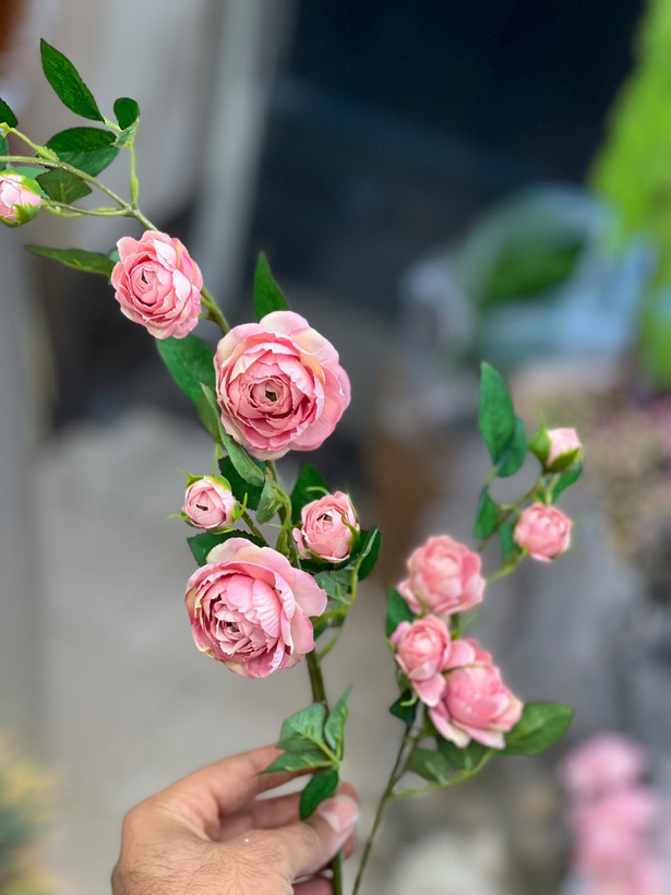 شاخه نسترن رونده مصنوعی وارداتی رنگ صورتی با کیفیت درجه۱ فوق طبیعی