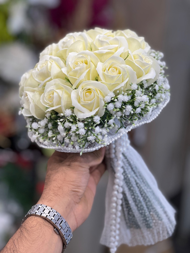 دسته گل عروس رز مصنوعی صابونی ۱۸شاخه نباتی