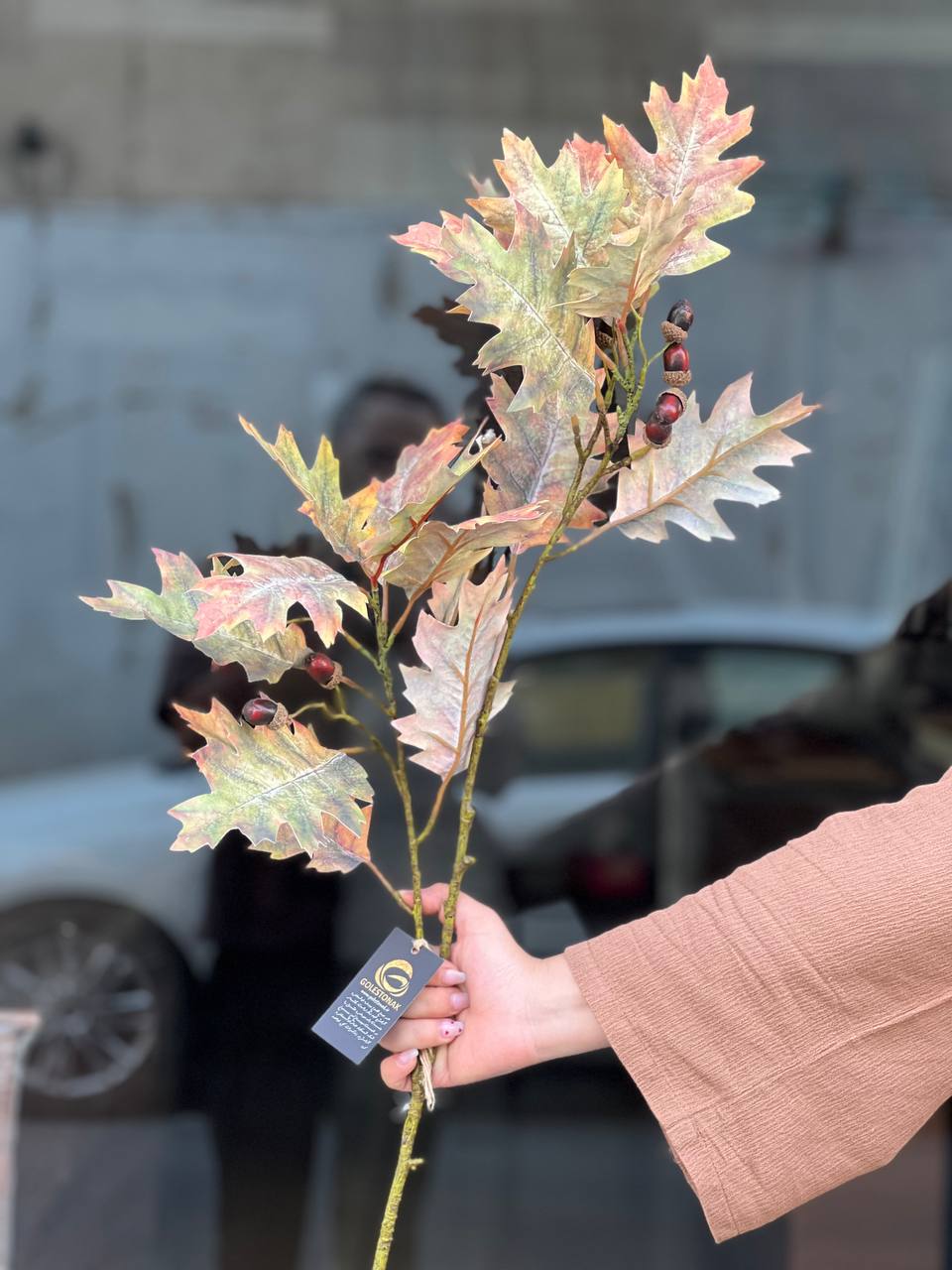 شاخه برگ بلوط چرمی وارداتی رنگ سبز