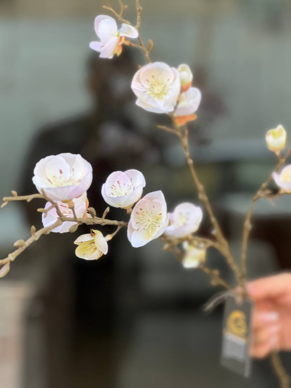 شاخه شکوفه وارداتی مدل ژاپنی رنگ سفید