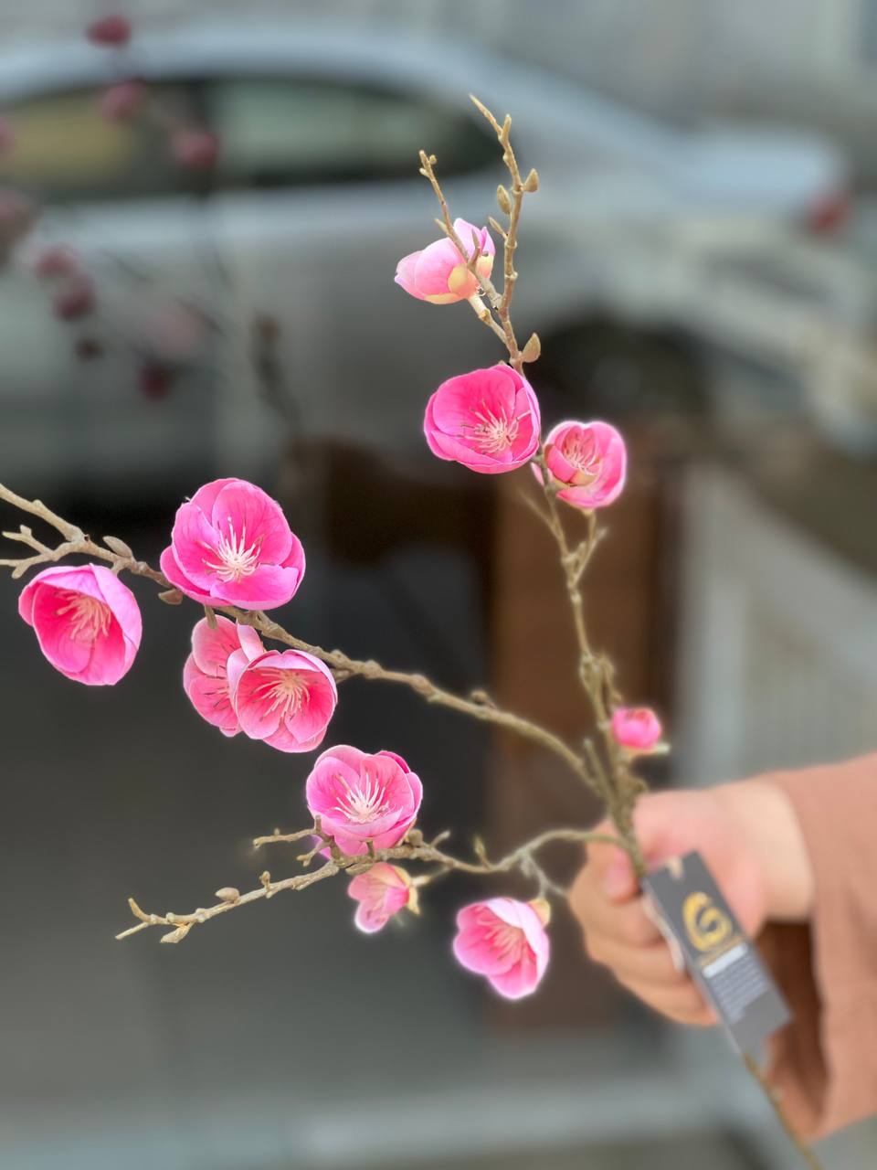 شاخه شکوفه وارداتی مدل ژاپنی رنگ صورتی