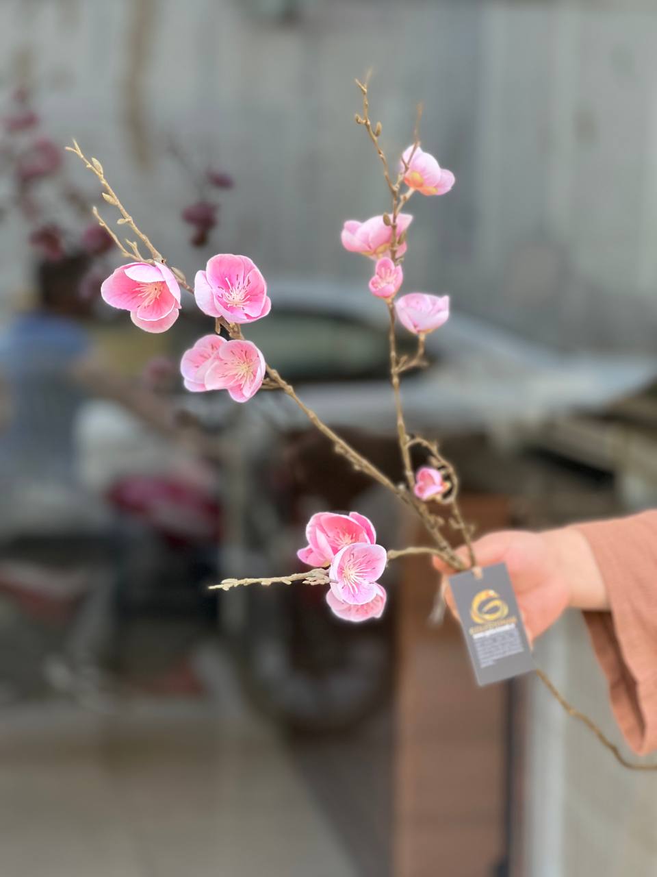 شاخه شکوفه وارداتی مدل ژاپنی رنگ صورتی کمرنگ